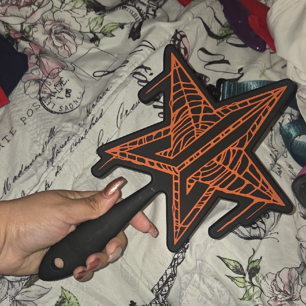 Jeffrey Star Cosmetics Black and Orange Star-Shaped Hand Mirror